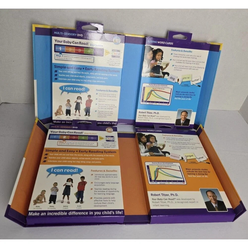 Your Baby Can Read DVD and WOrd Card Set Volume 1 and 2 Early Reading System NEW